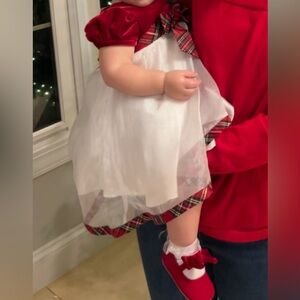 Red and White Plaid Kids Christmas Dress 18mo